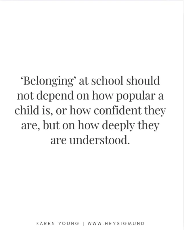Research has shown us, without a doubt, that a sense of belonging is one of the most important contributors to wellbeing and success at school. 

Yet for too many children, that sense of belonging is dependent on success and wellbeing. The belonging has to come first, then the rest will follow.

Rather than, ‘What’s wrong with them?’, how might things be different for so many kids if we shift to, ‘What needs to happen to let them know we want them here?’❤️